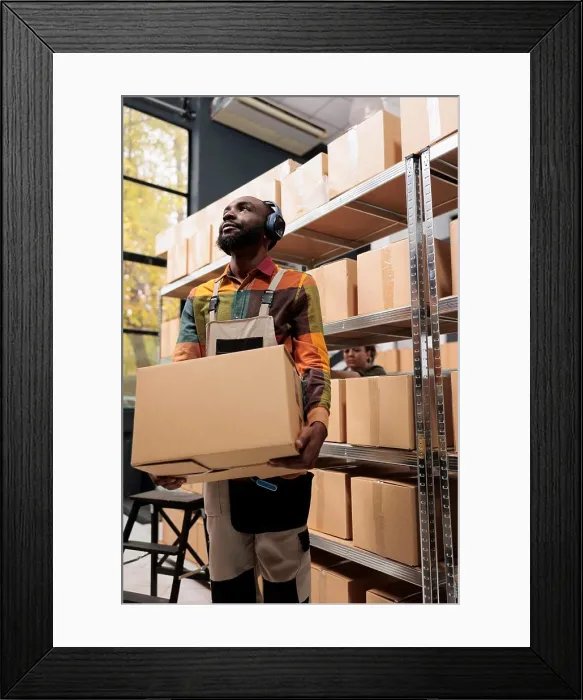 Framed Print : Supervisor working at merchandise distribution