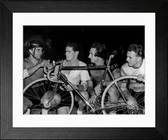 Framed Print : ***** four cyclists are almost certain to represent NSW in the Australian championships ***** Resting between races
