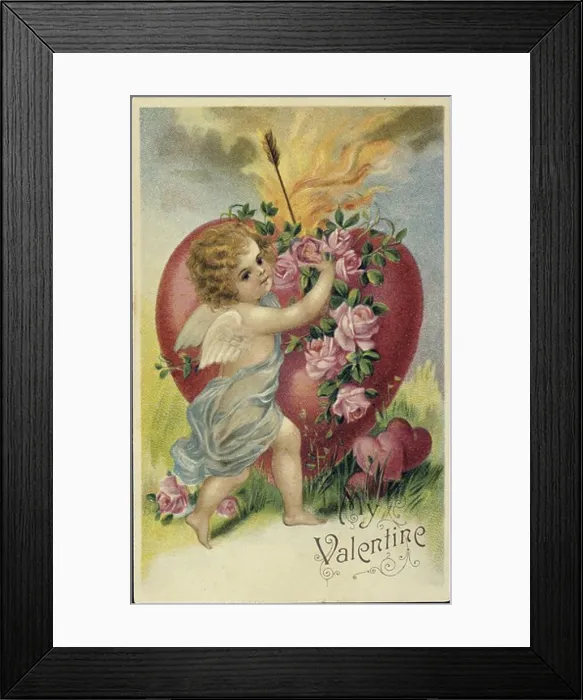 Framed Print : My Valentine C. 1900 Nostalgia Cards Illustration Framed Print : My Valentine C. 1900 Nostalgia Cards Illustration