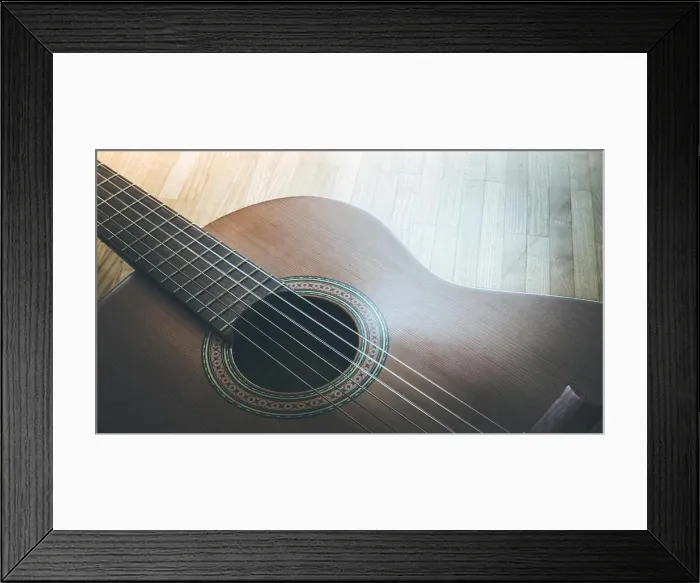 Framed Print : Classical guitar and strings, professional instrument