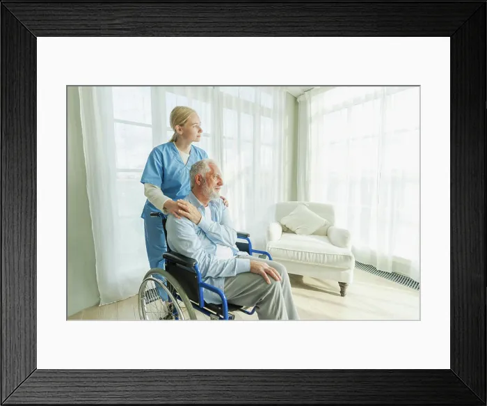 Framed Print : Help to support health care in old age Framed Print : Help to support health care in old age
