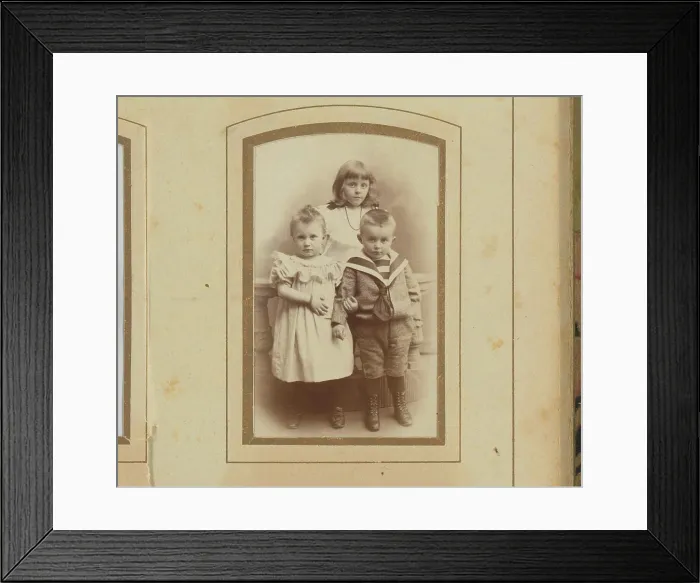 Framed Print : Portrait of two girls and a boy Framed Print : Portrait of two girls and a boy