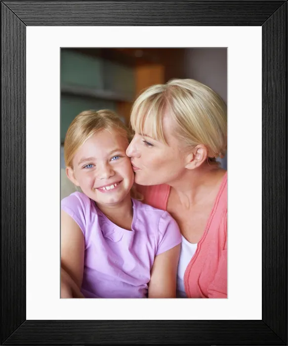 Framed Print : Mother, girl and kiss for love in portrait