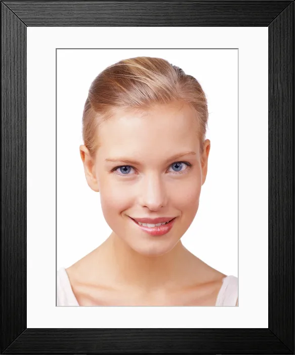 Framed Print : Portrait, beauty and woman biting lip in studio isolated on white background for natural confidence Framed Print : Portrait, beauty and woman biting lip in studio isolated on white background for natural confidence