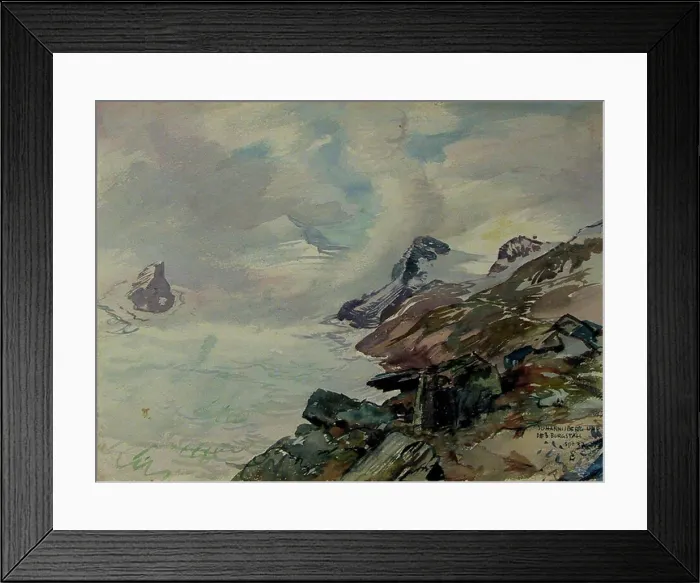 Framed Print : Watercolor on paper by Switbert Lobisser from 1937 depicting Johannesberg