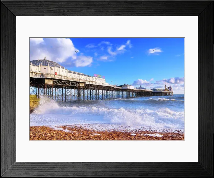 Framed Print : Brighton's iconic Palace Pier on a beautiful sunny afternoon Framed Print : Brighton's iconic Palace Pier on a beautiful sunny afternoon