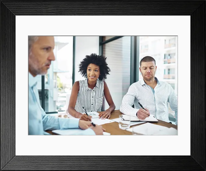 Framed Print : Business people, meeting or collaboration in office for planning Framed Print : Business people, meeting or collaboration in office for planning