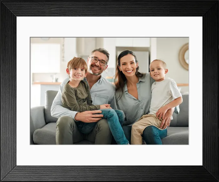 Framed Print : Family portrait, kids and hug in home for support Framed Print : Family portrait, kids and hug in home for support