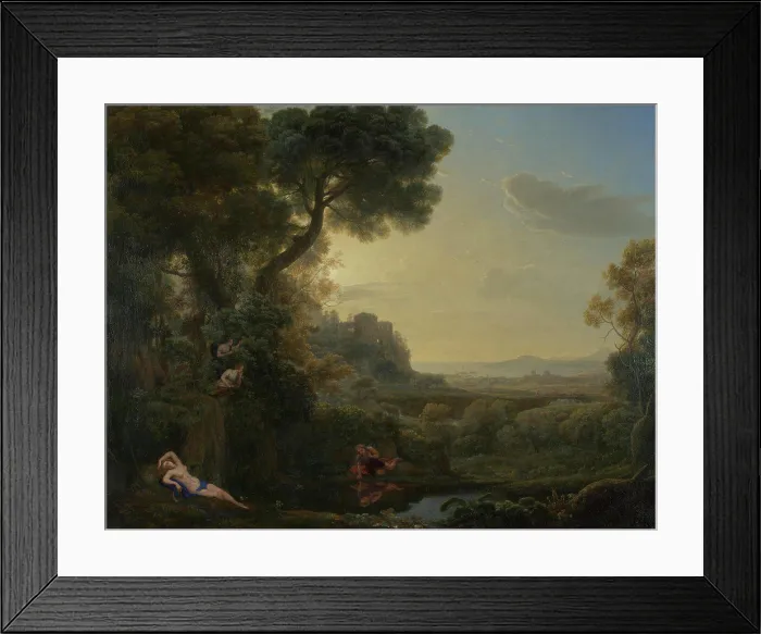 Framed Print : Landscape with Narcissus and Echo by Lorrain