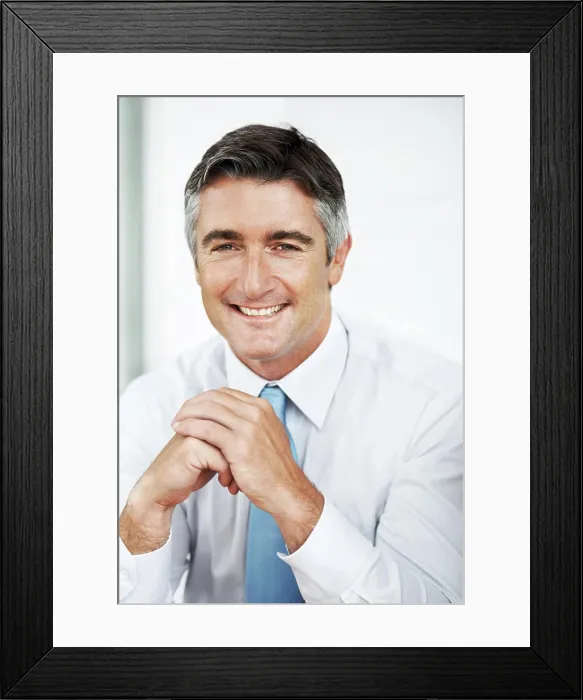 Framed Print : Portrait, smile and confident business man in office for company experience