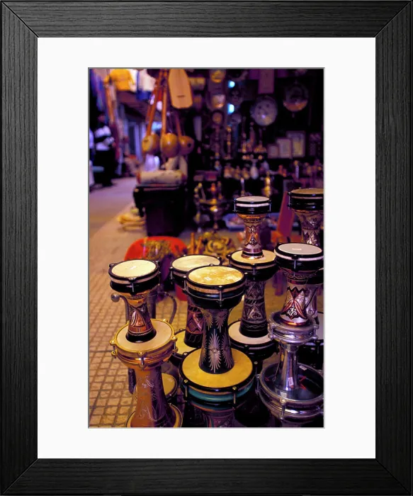 Framed Print : Europe, Turkey, Aegean, Kusadasi, tourist market bazaar, drums Framed Print : Europe, Turkey, Aegean, Kusadasi, tourist market bazaar, drums