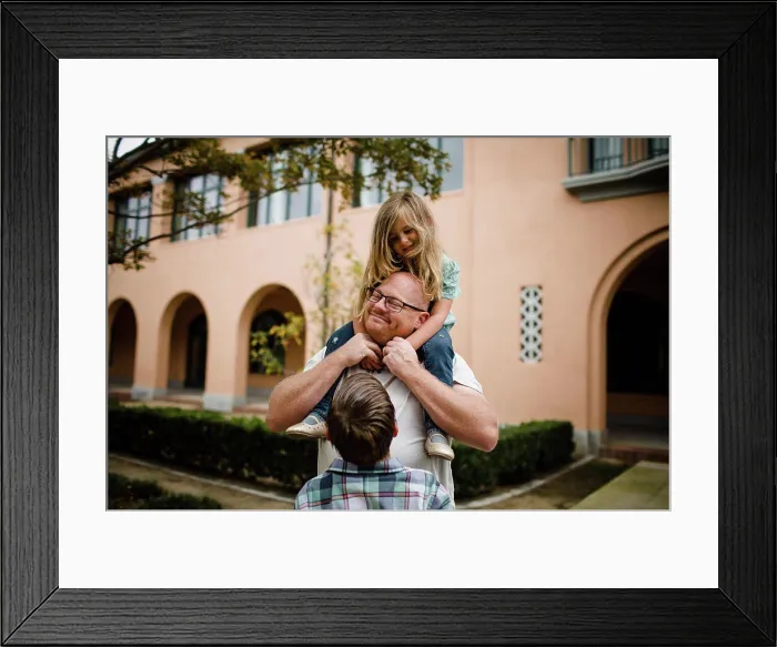 Framed Print : Dad with Daughter on Shoulders as Son Looks On in San Diego