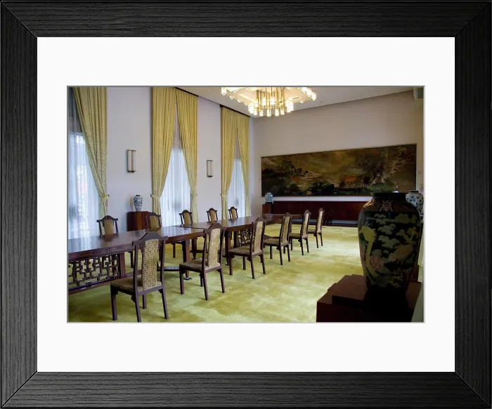 Framed Print : Vietnam, Ho Chi Minh City (aka Saigon). Reunification Palace (former Presidential Palace). Royal banquet room