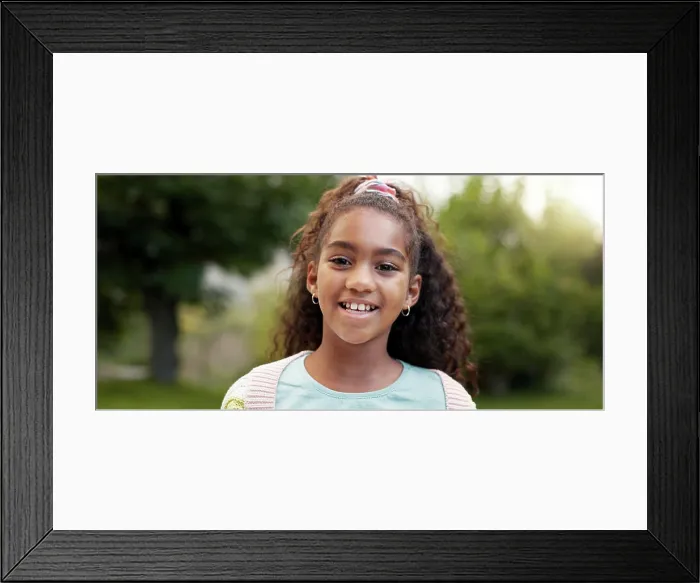 Framed Print : Child, face and girl smile outdoor in a garden Framed Print : Child, face and girl smile outdoor in a garden