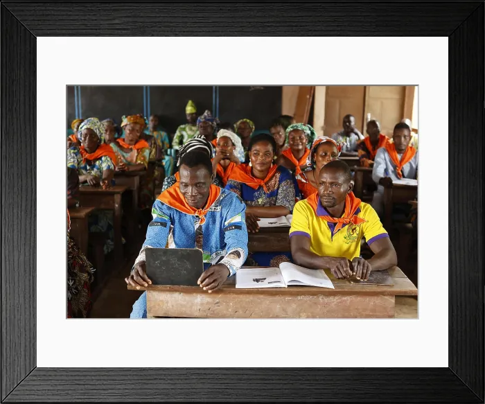 Framed Print : Adult literacy class in Mitro, Benin