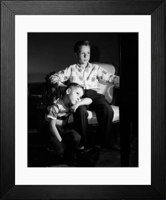 Framed Print : Two boys watching TV Framed Print : Two boys watching TV