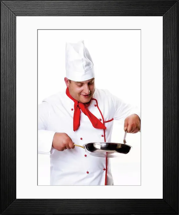 Framed Print : Chef holding a frying pan Framed Print : Chef holding a frying pan