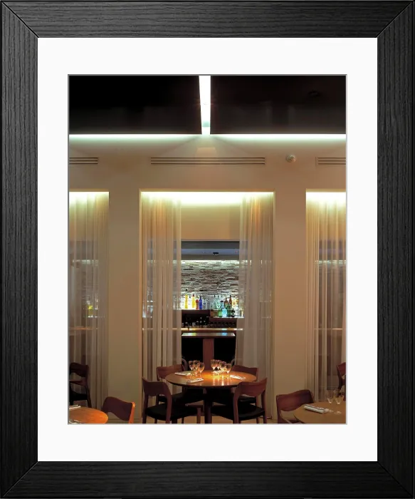 Framed Print : le circle restaurant interior mid detail towards bar Framed Print : le circle restaurant interior mid detail towards bar
