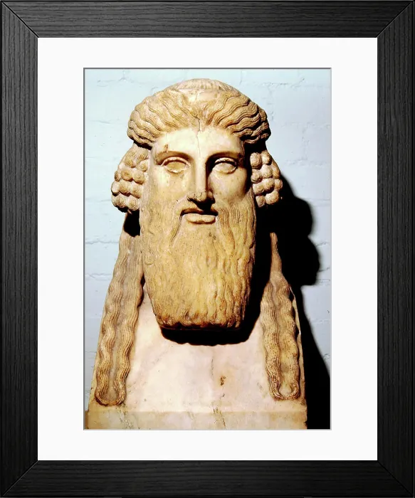 Framed Print : Bacchus head. Roman. 1st cent AD Framed Print : Bacchus head. Roman. 1st cent AD