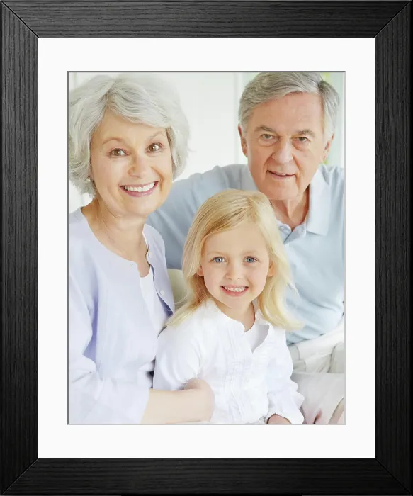 Framed Print : Grandparents, portrait and happy in home with girl for bonding Framed Print : Grandparents, portrait and happy in home with girl for bonding