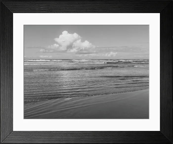 Framed Print : USA, Oregon, Cannon Beach. Cumulus cloud over ocean in black and white Framed Print : USA, Oregon, Cannon Beach. Cumulus cloud over ocean in black and white