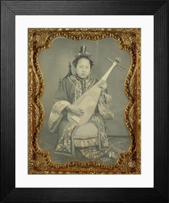 Framed Print : Portrait of a Woman with a Mandolin. Unknown maker, American