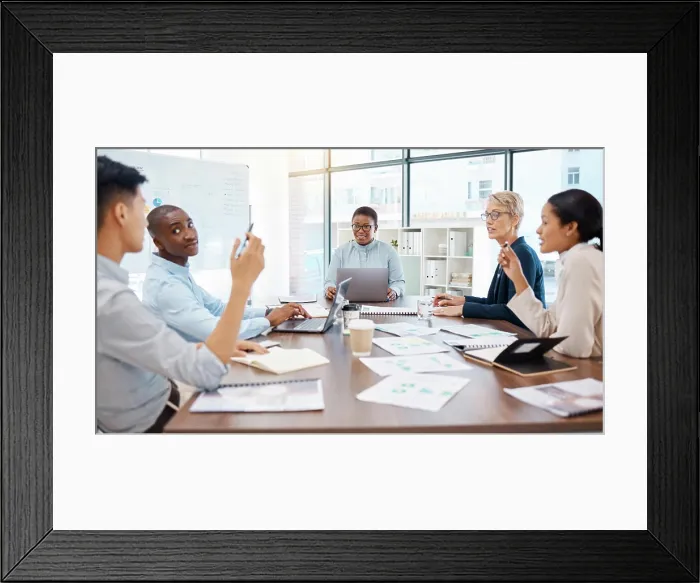 Framed Print : Business meeting, collaboration or teamwork diversity in office boardroom Framed Print : Business meeting, collaboration or teamwork diversity in office boardroom