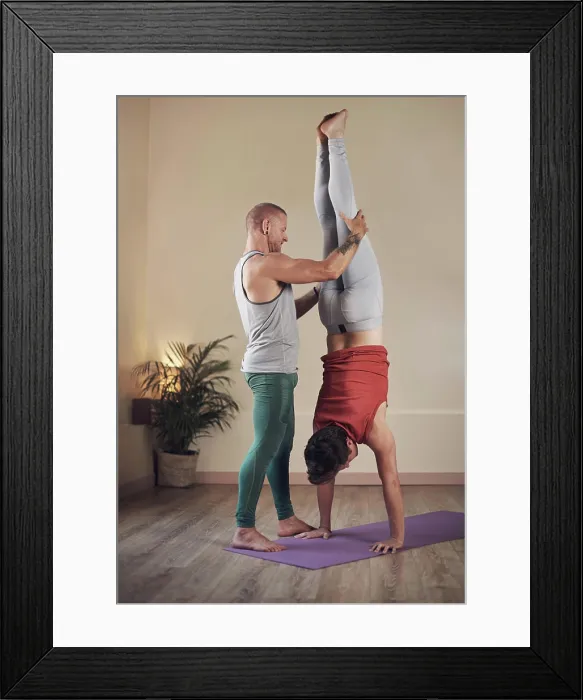 Framed Print : People, teaching or hand stand for yoga for health Framed Print : People, teaching or hand stand for yoga for health