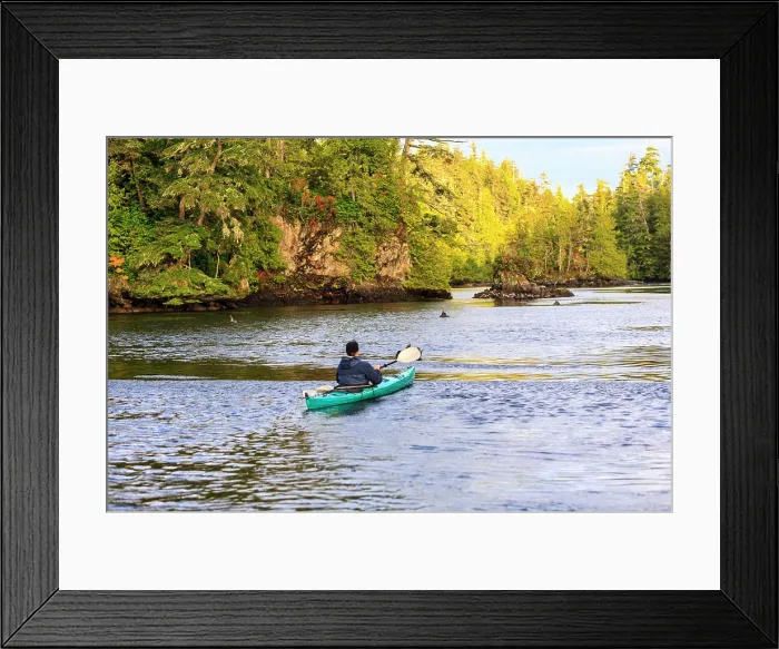 Framed Print : Kayakers, Clam Clove near Browning Passage, Northern Vancouver Island, British Columbia, Canada (MR) Framed Print : Kayakers, Clam Clove near Browning Passage, Northern Vancouver Island, British Columbia, Canada (MR)