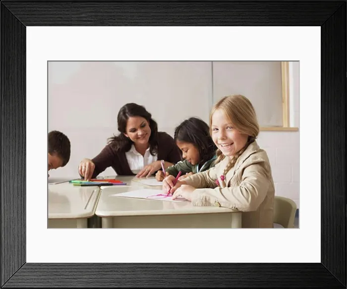 Framed Print : Students and Teacher Drawing in Classroom