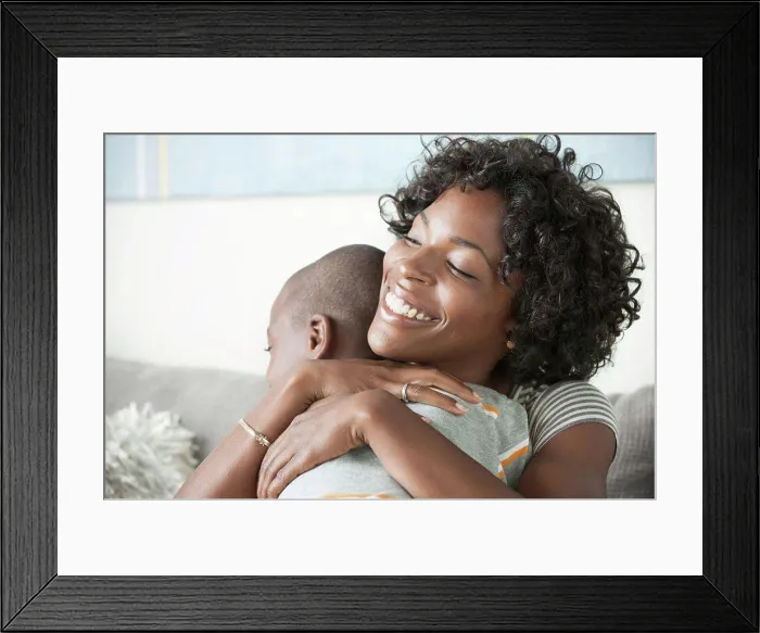 Framed Print : Portrait of mother hugging son Framed Print : Portrait of mother hugging son