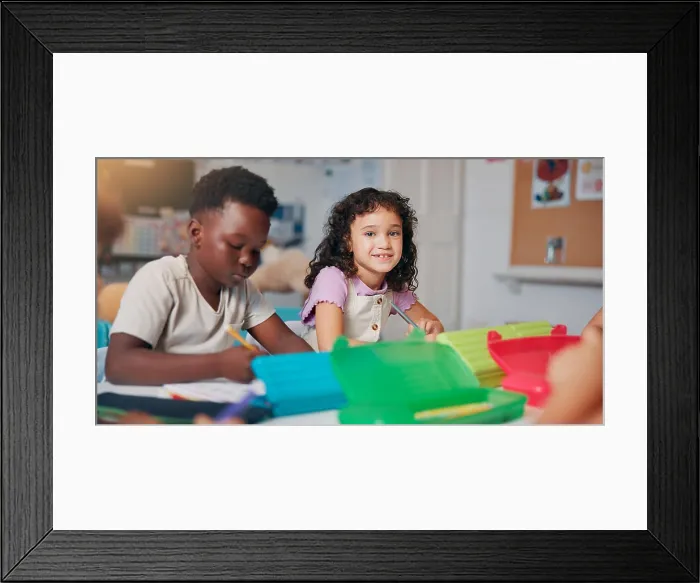 Framed Print : Girl, portrait and children in classroom Framed Print : Girl, portrait and children in classroom