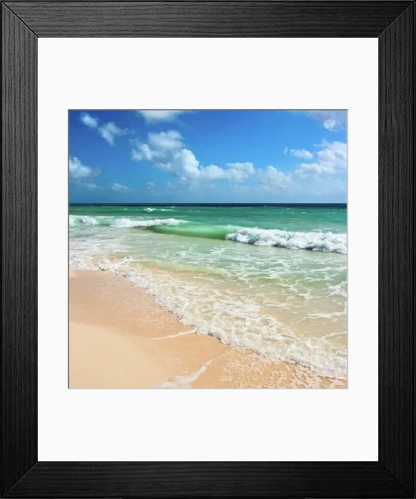 Framed Print : Beautiful beach and waves of Caribean Sea