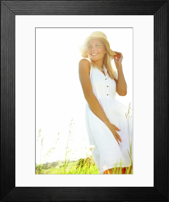 Framed Print : Fashion, smile and thinking with woman in nature for biodegradable Framed Print : Fashion, smile and thinking with woman in nature for biodegradable