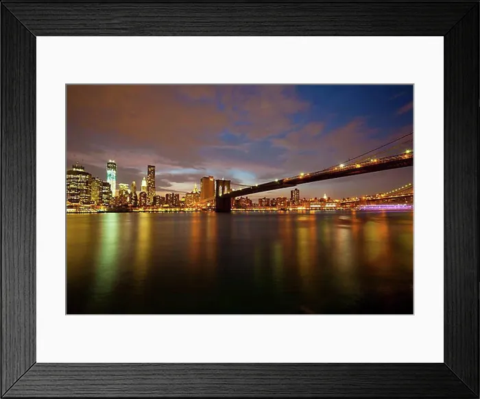 Framed Print : View from Brooklyn across the East River to the skyline of Manhattan and Brooklyn Bridge Framed Print : View from Brooklyn across the East River to the skyline of Manhattan and Brooklyn Bridge