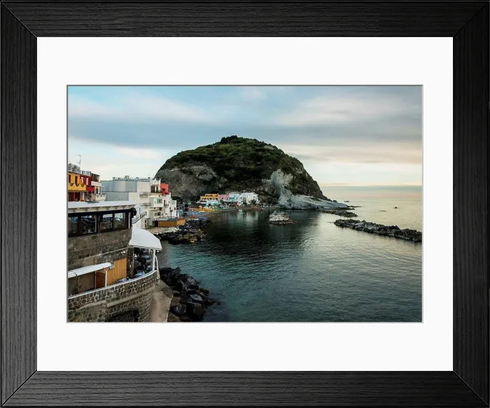 Framed Print : Boats in the harbour and colourful buildings on Ischia island on the mediterranean; Sant Angelo, Ischia, Campania, Italy Framed Print : Boats in the harbour and colourful buildings on Ischia island on the mediterranean; Sant Angelo, Ischia, Campania, Italy