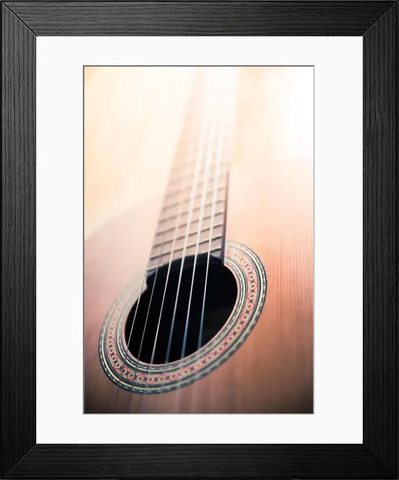 Framed Print : Classical guitar and strings, professional instrument