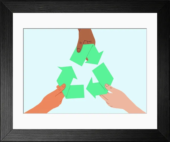 Framed Print : Hands holding the recycling symbol to promote environmental sustainability Framed Print : Hands holding the recycling symbol to promote environmental sustainability