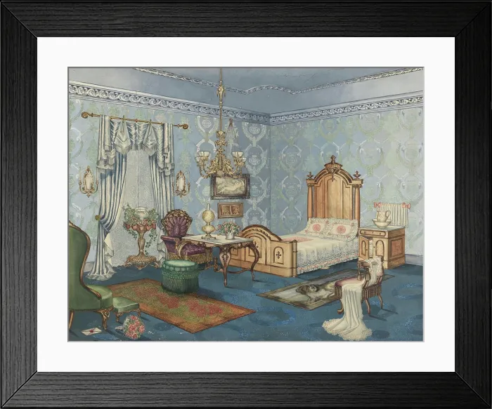 Framed Print : Perkins Harnly, Bedroom, 1882, c 1941 Bedroom, 1882
