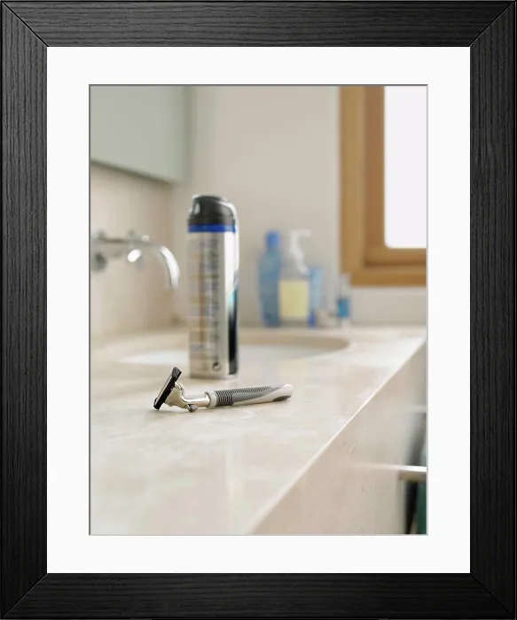 Framed Print : Razor and shaving cream