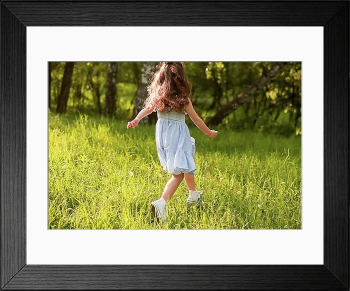 Framed Print : Rear view girl running park Framed Print : Rear view girl running park