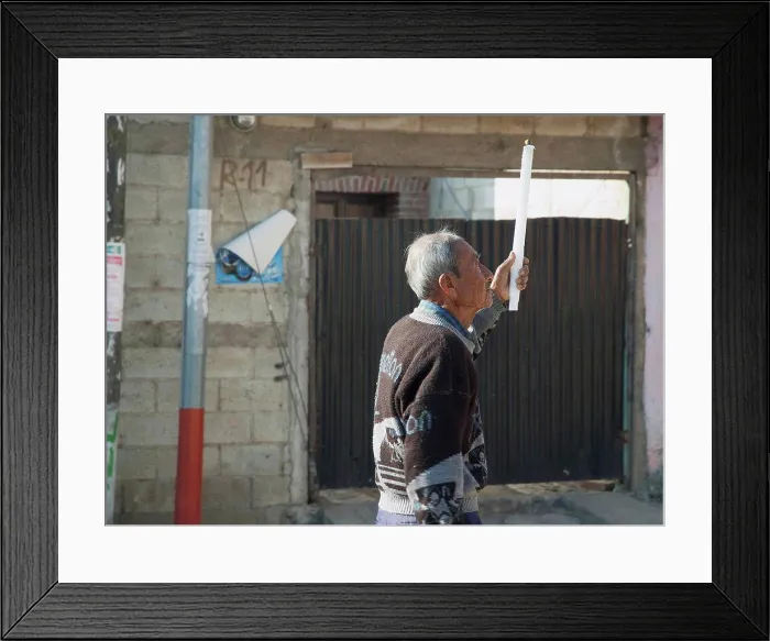 Framed Print : Old Man With A Candle In The Easter Sunday Procession To The Church, San Luis, Sacatep Framed Print : Old Man With A Candle In The Easter Sunday Procession To The Church, San Luis, Sacatep