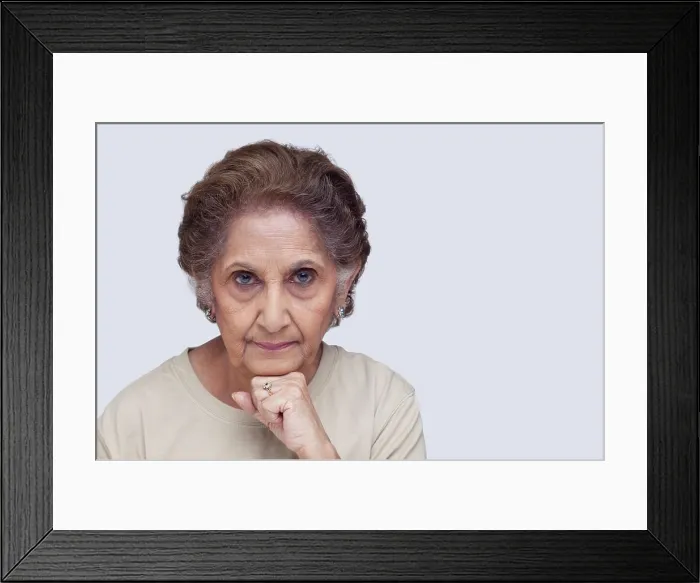 Framed Print : Portrait of serious old woman Framed Print : Portrait of serious old woman