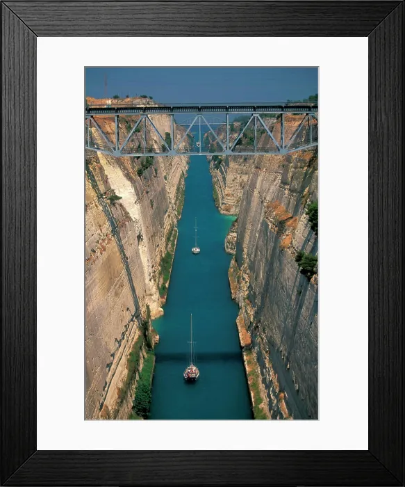 Framed Print : Europe, Greece, Peloponnese, Corinthia, view of the Corinth canal Framed Print : Europe, Greece, Peloponnese, Corinthia, view of the Corinth canal
