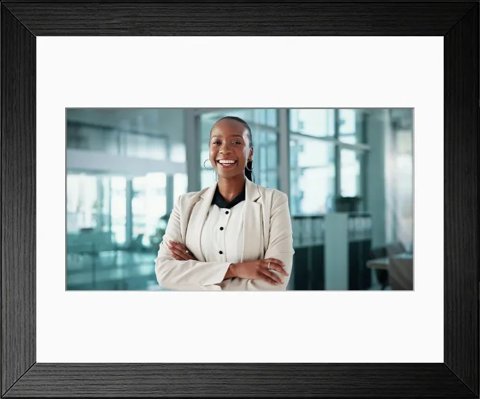 Framed Print : Arms crossed, HR and portrait of business black woman in office for onboarding or recruitment