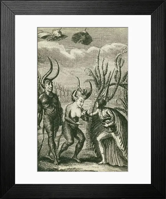 Framed Print : Flying man with the taurus-people