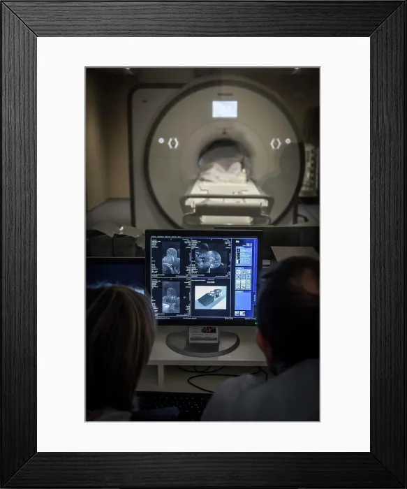 Framed Print : Breast biopsy assisted by MRI, Saint-Louis hospital, Paris, France