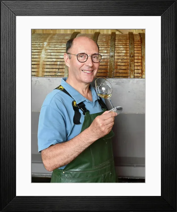 Framed Print : Gérard Samson, normannischer Winzer Former advocat Gérard Samson launched Normandys first vineyard back in 1995 Framed Print : Gérard Samson, normannischer Winzer Former advocat Gérard Samson launched Normandys first vineyard back in 1995