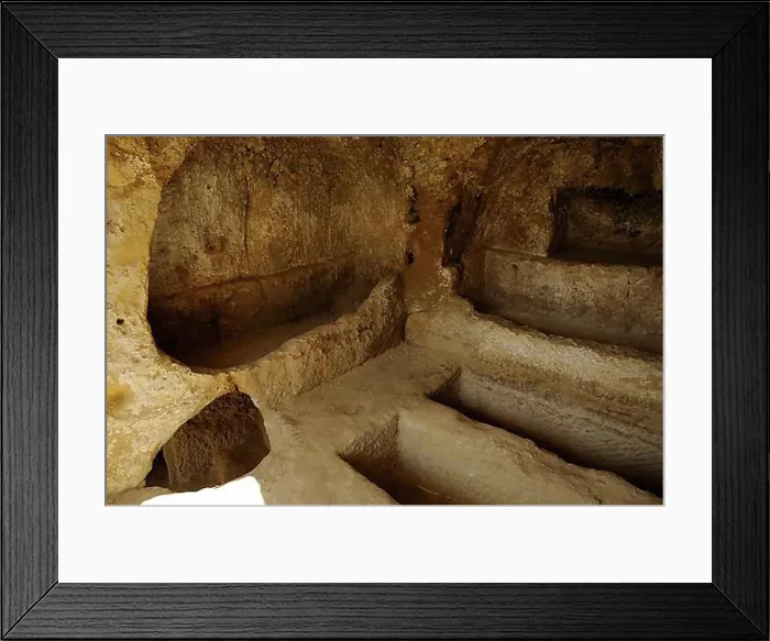 Framed Print : Artificial cave in the cliff, beach of Matala, Crete, Greece, Europe Framed Print : Artificial cave in the cliff, beach of Matala, Crete, Greece, Europe