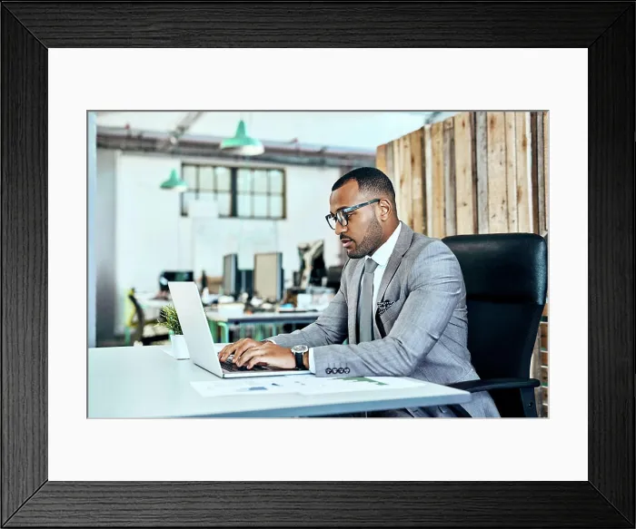 Framed Print : Business, startup and man with a laptop Framed Print : Business, startup and man with a laptop